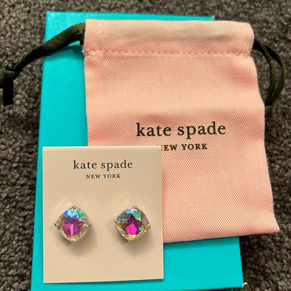 Kate Spade Iridescent Rainbow Aurora Crystal Stud Earrings NWT NIB